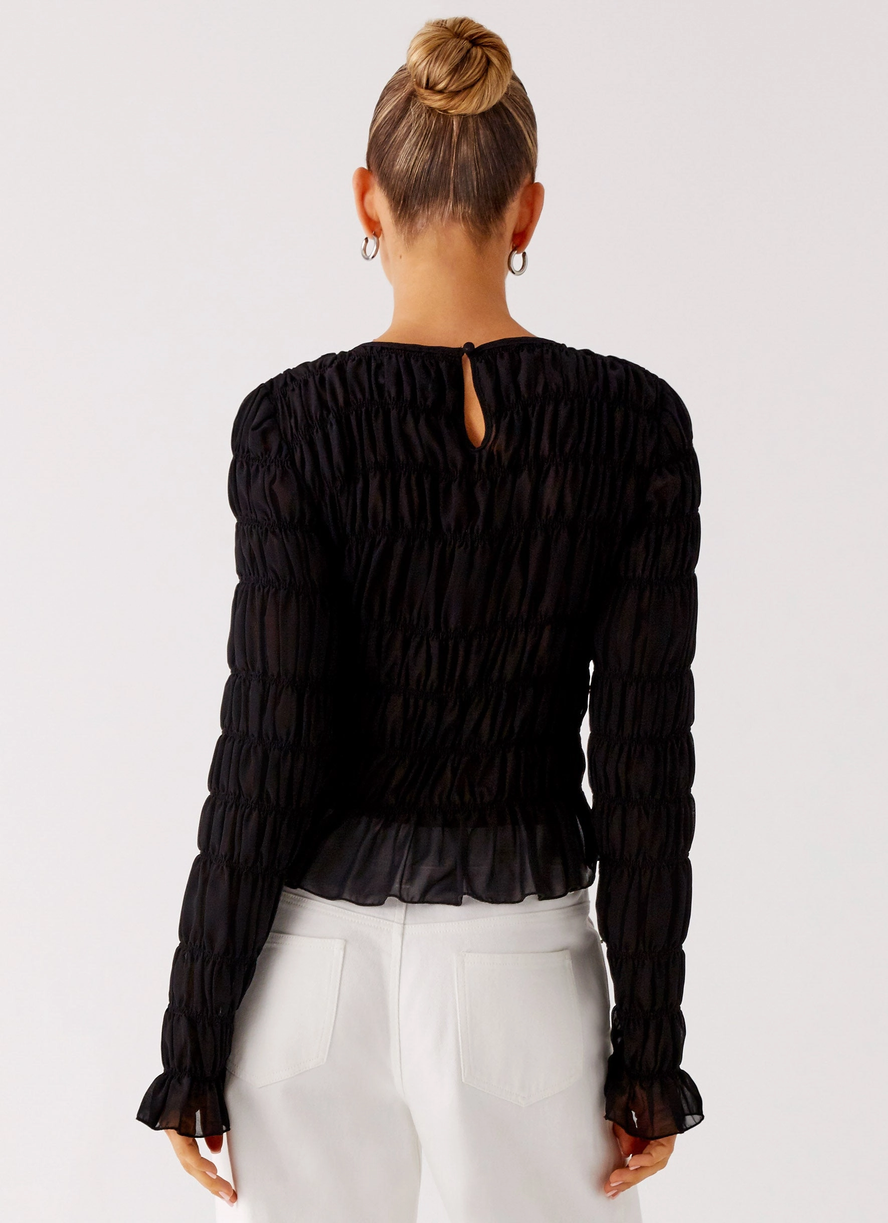 Bella Long Sleeve Top - Black Multi Panel Design