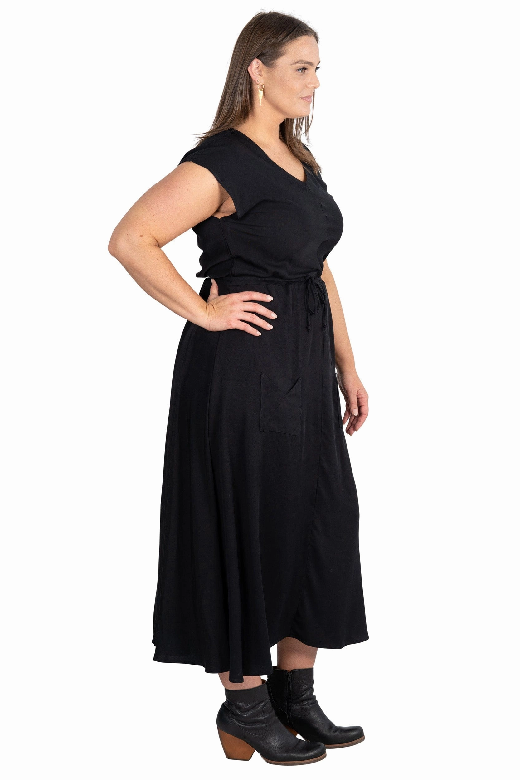 vacation look Belted Bias Dress in Black