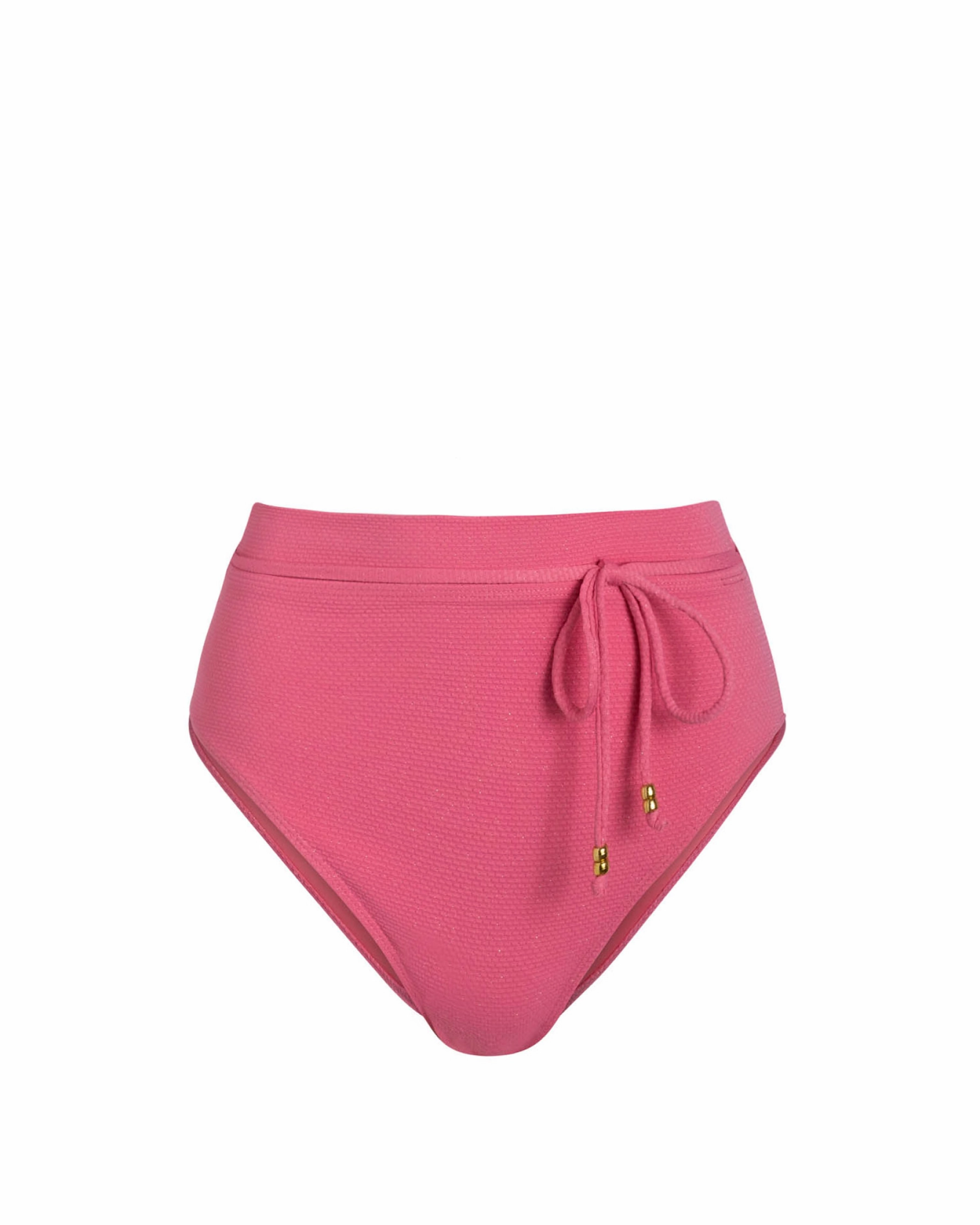 Belted Hi Waist Hi Leg Bottom In Hibiscus Metallic Active Beach Wear Form Fitting Swim