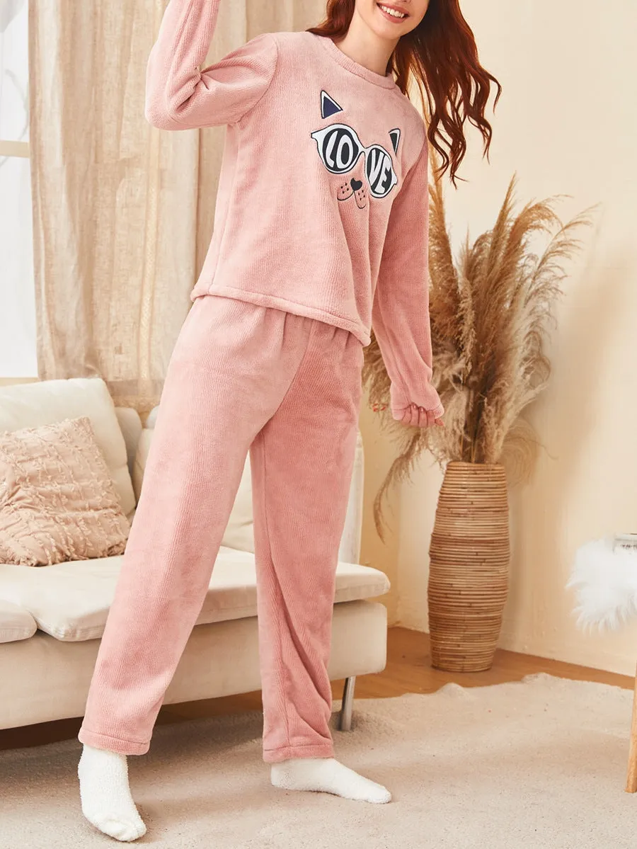BerriesJam - Cozy Cartoon Plush Home Clothes Pajamas Set