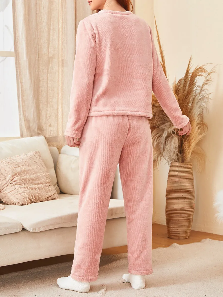 BerriesJam - Cozy Cartoon Plush Home Clothes Pajamas Set