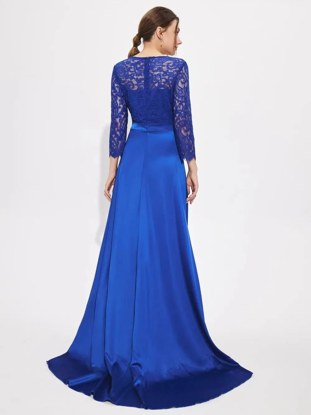 BerriesJam - Full Length Robes Satin Gown Elegant Prom Dress
