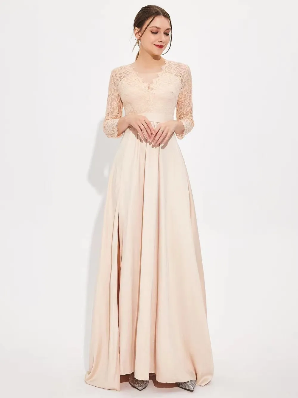 BerriesJam - Full Length Robes Satin Gown Elegant Prom Dress