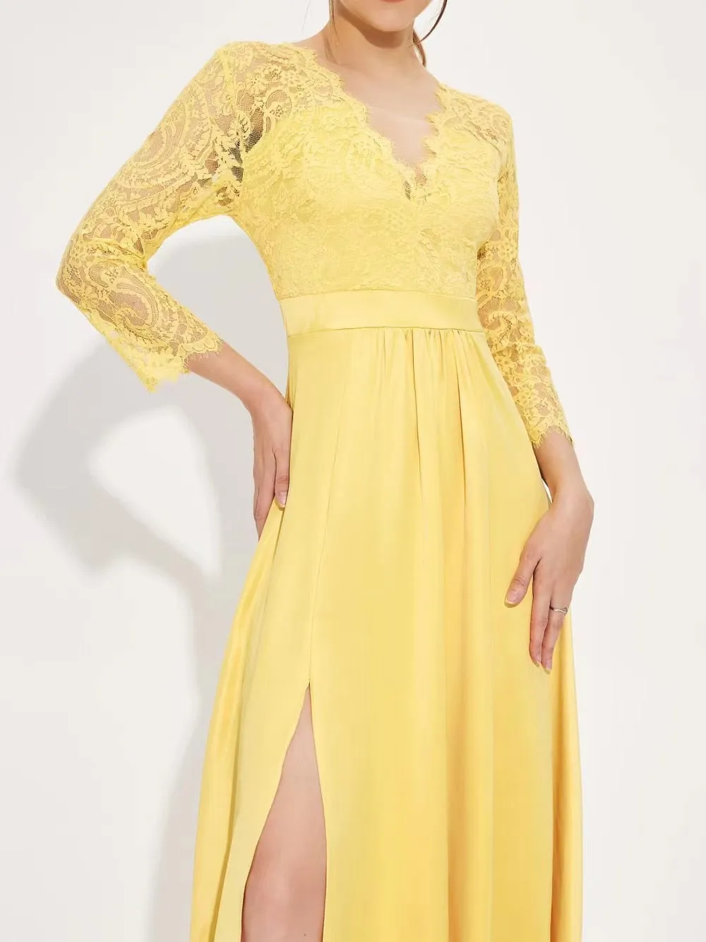 BerriesJam - Full Length Robes Satin Gown Elegant Prom Dress
