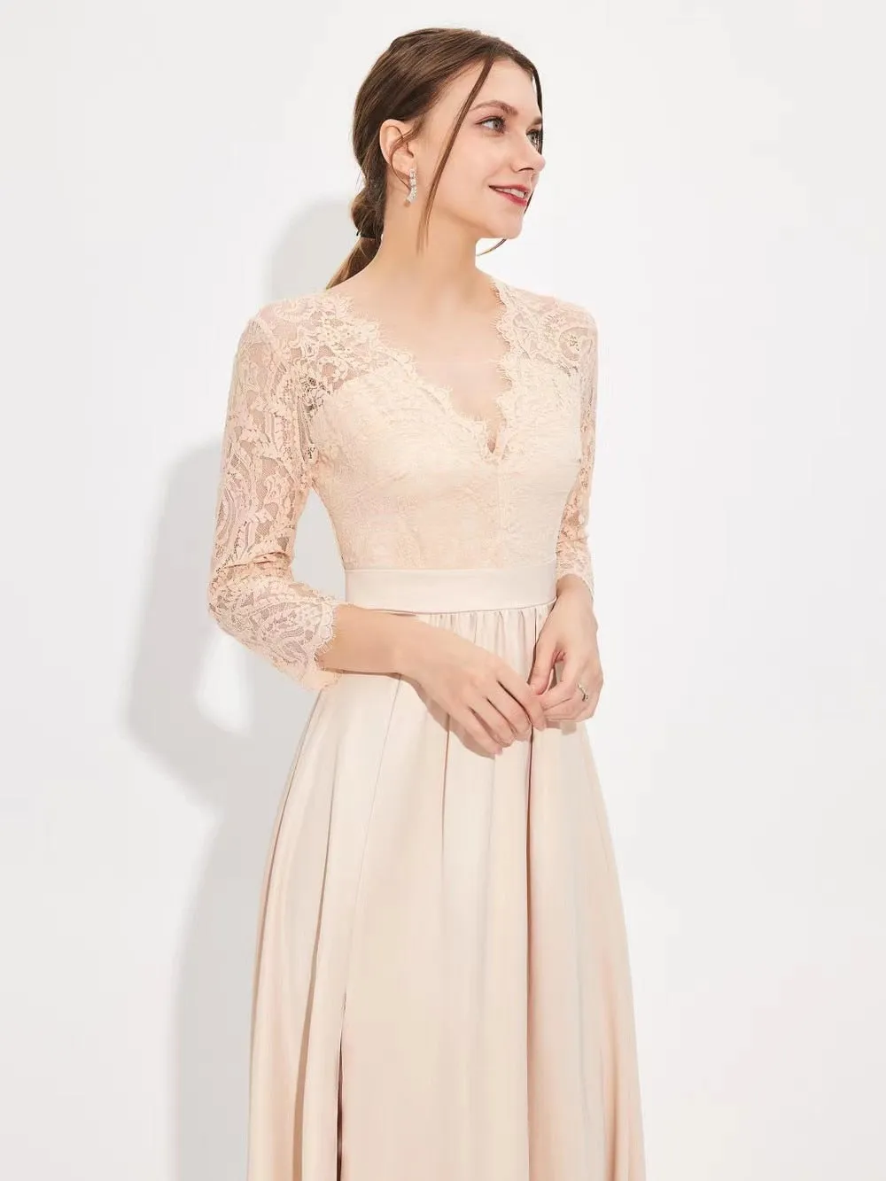 BerriesJam - Full Length Robes Satin Gown Elegant Prom Dress