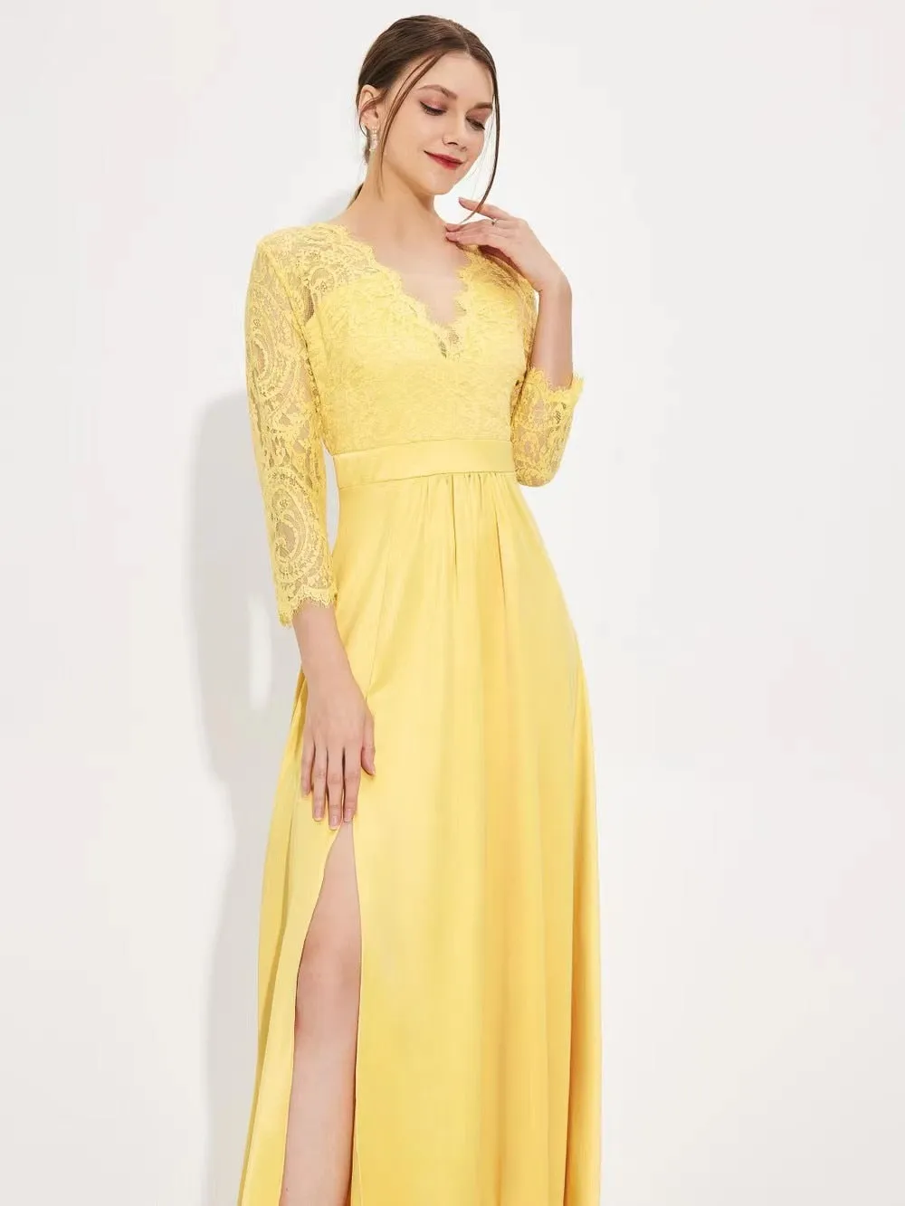 BerriesJam - Full Length Robes Satin Gown Elegant Prom Dress