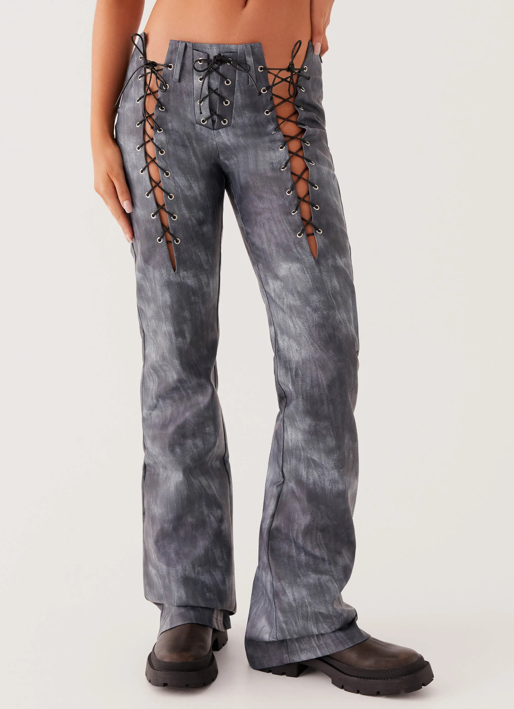 Better When I'm Dancing Lace Up Pants - Graphite HiddenDrawcord