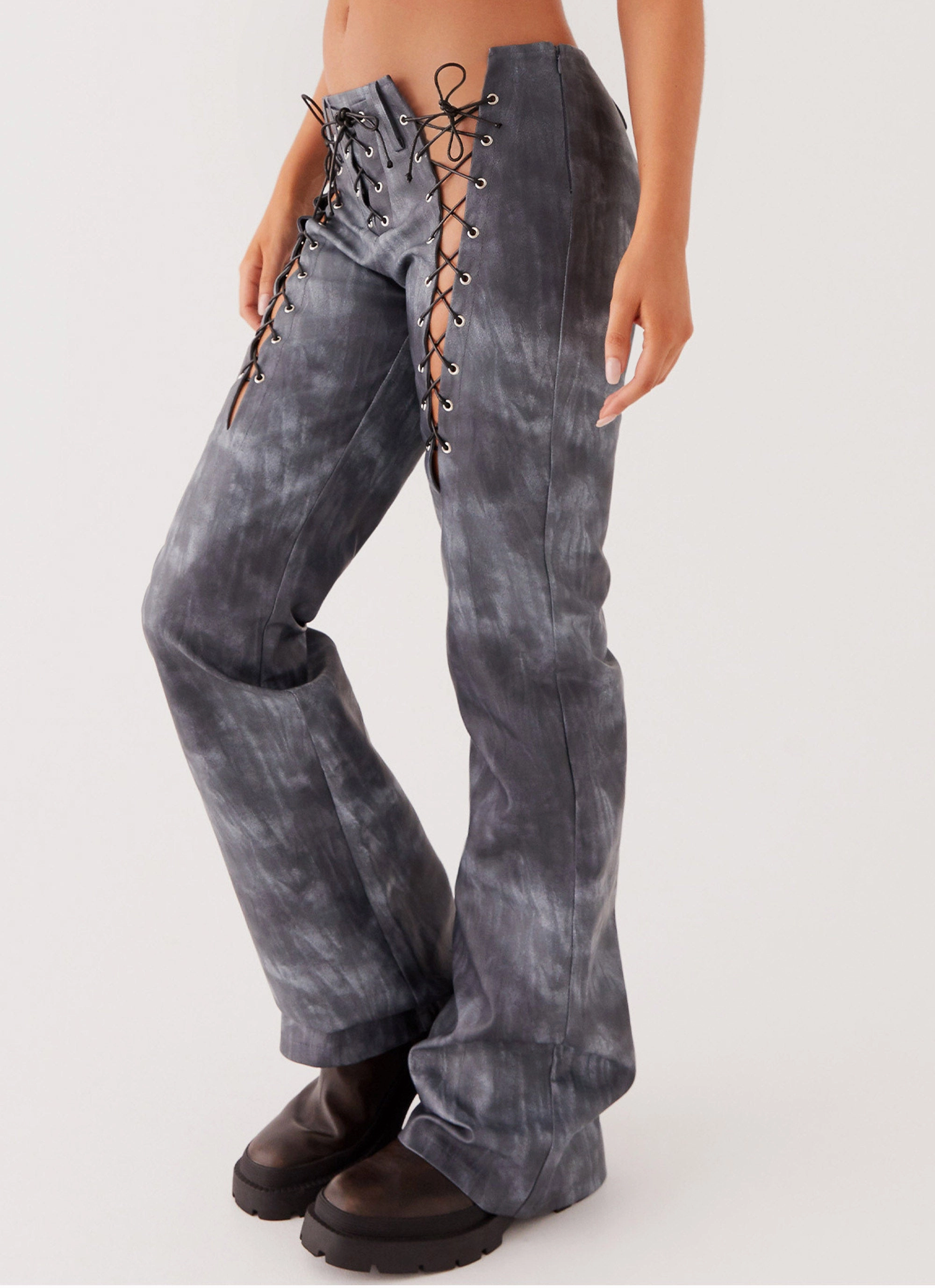 City Ready Simple and Cozy Better When I'm Dancing Lace Up Pants - Graphite
