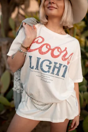 Coors Light Oversized Tee Fray Resistant Edges Breathable Construction