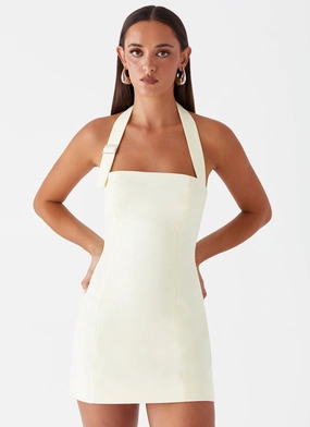Bianca Halter Dress - Yellow A Line Cut Refined Sophistication