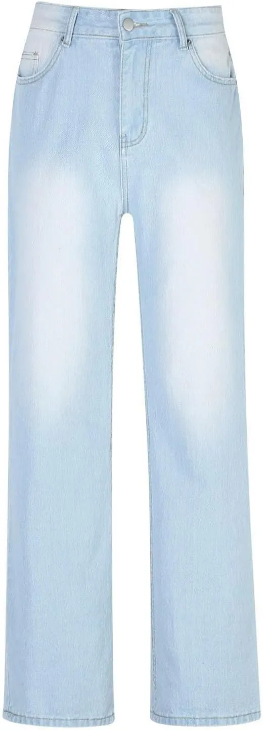 Bidobibo Stretchy Jeans for Women Tummy Control Bootcut Denim Pants Bell Bottom Jeans for Women High Waisted Pants Trendy