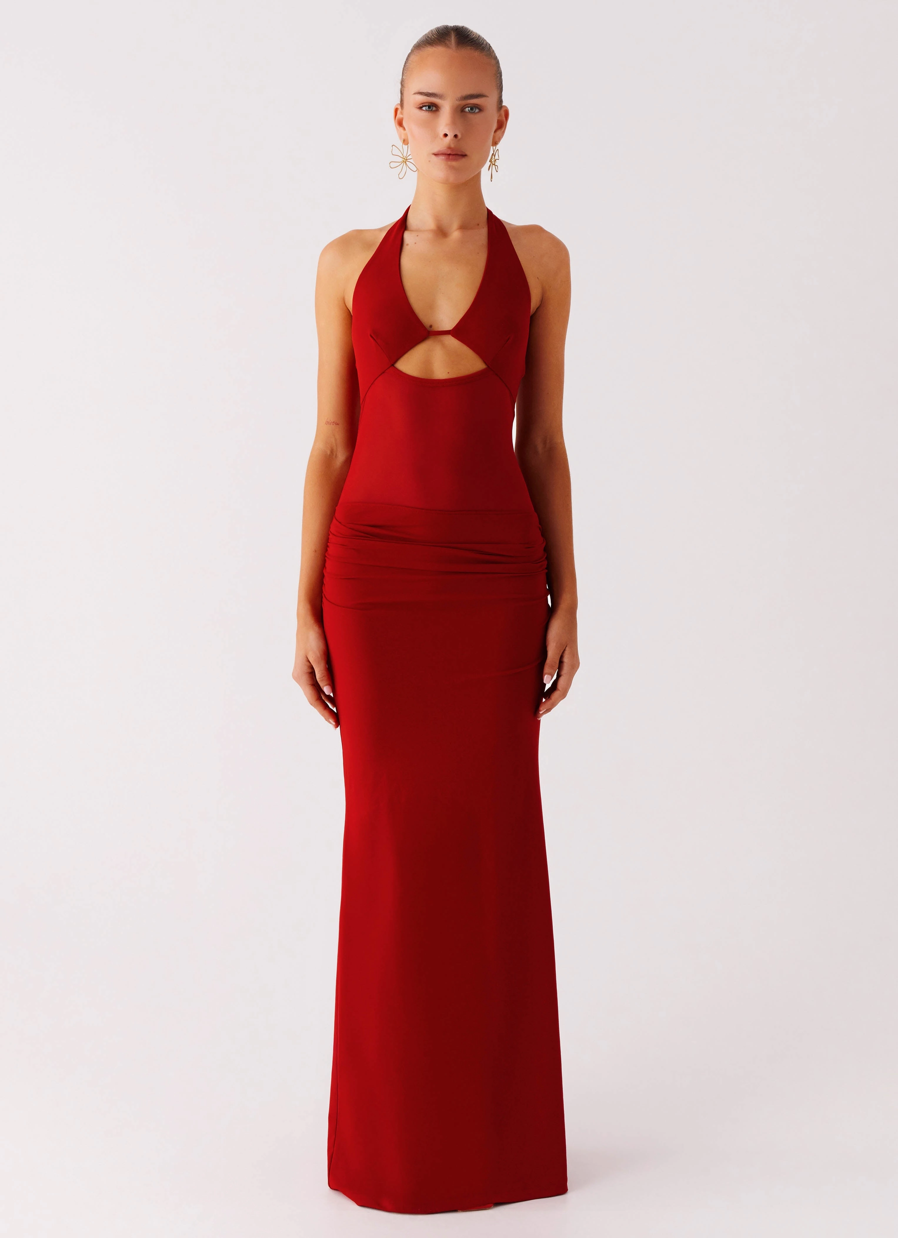 Quick Fit Billen Halter Maxi Dress - Red