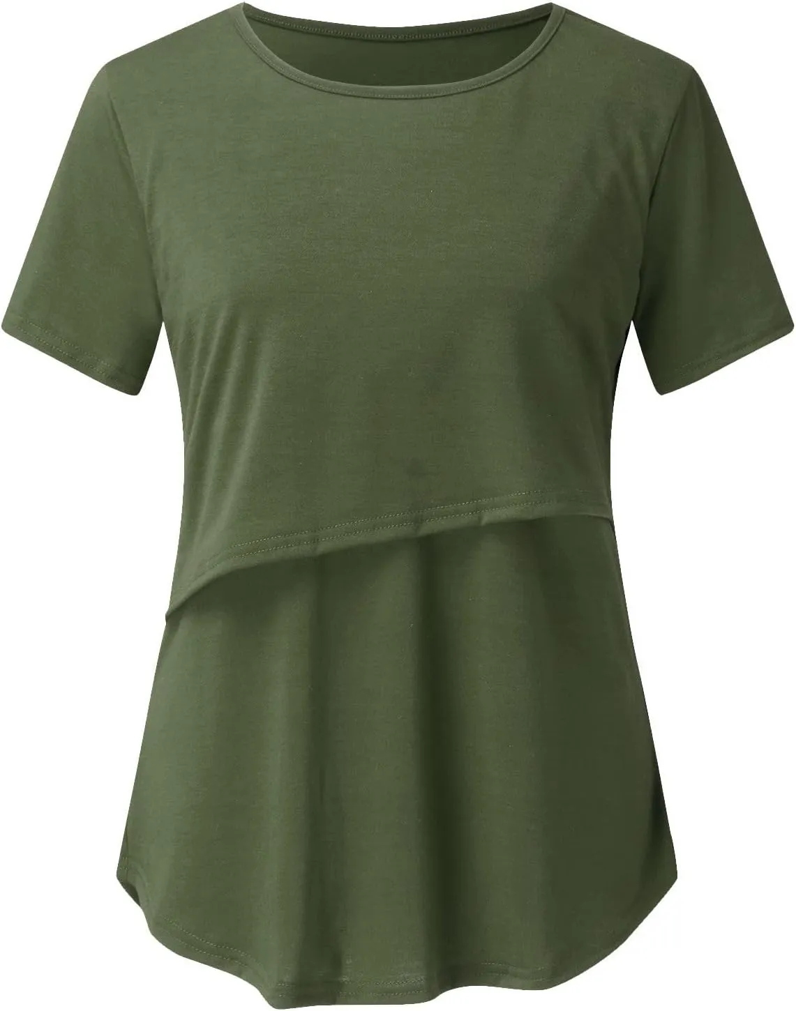 Binmer Women's Maternity Nursing Tops Casual Short Sleeve Breastfeeding Shirts 2 Pack Double Layer Summer Pregnancy Clothes