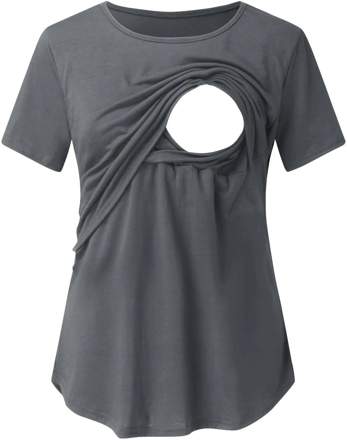 Binmer Women's Maternity Nursing Tops Casual Short Sleeve Breastfeeding Shirts 2 Pack Double Layer Summer Pregnancy Clothes