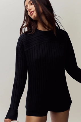 Cleon Rib Knit Pullover DropShoulder Design