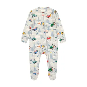 Bird & Bean Bamboo Footed Romper - Downhill Dino