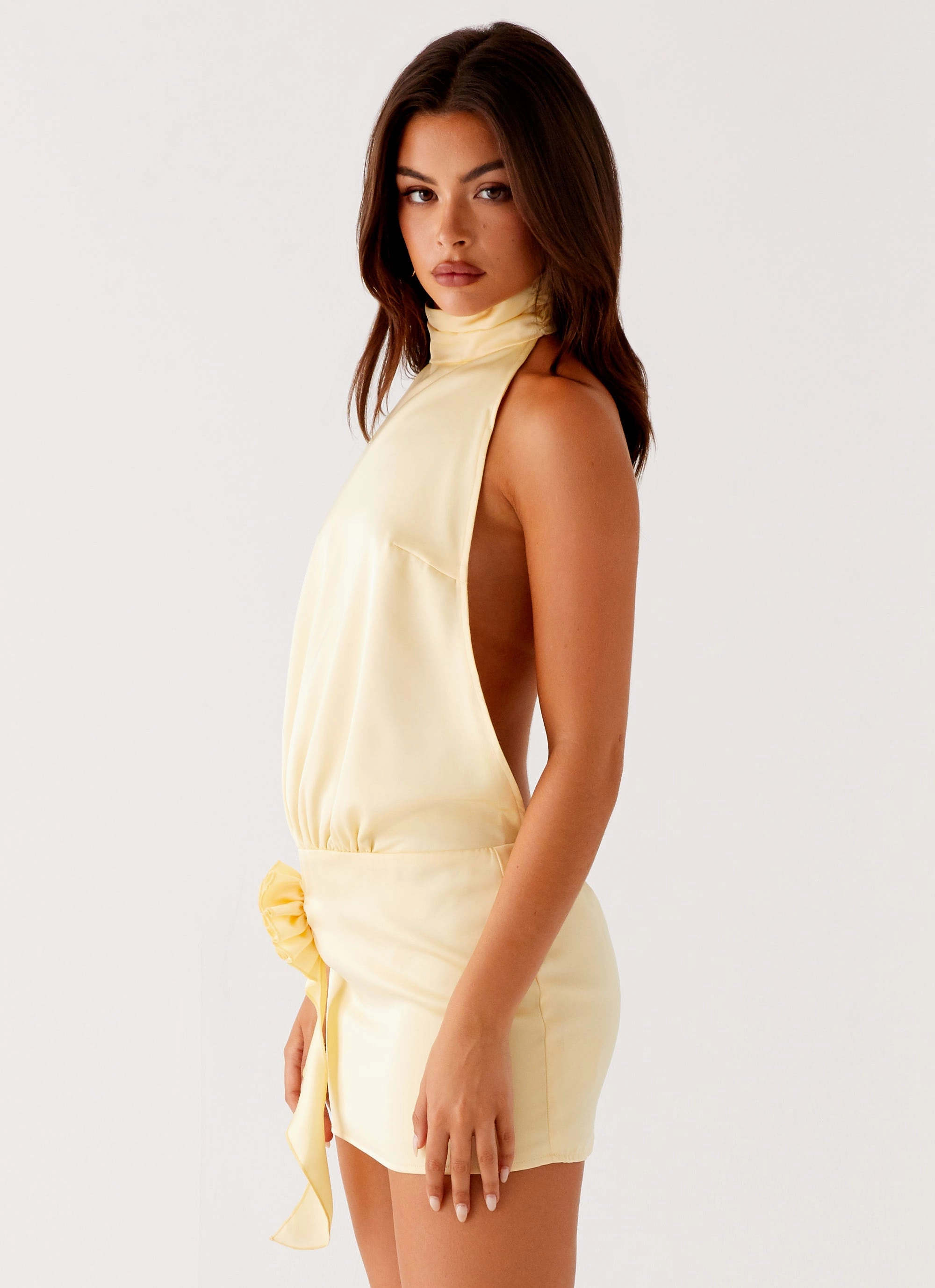 Birdie Halterneck Mini Dress - Yellow Essential Style Smooth Finish
