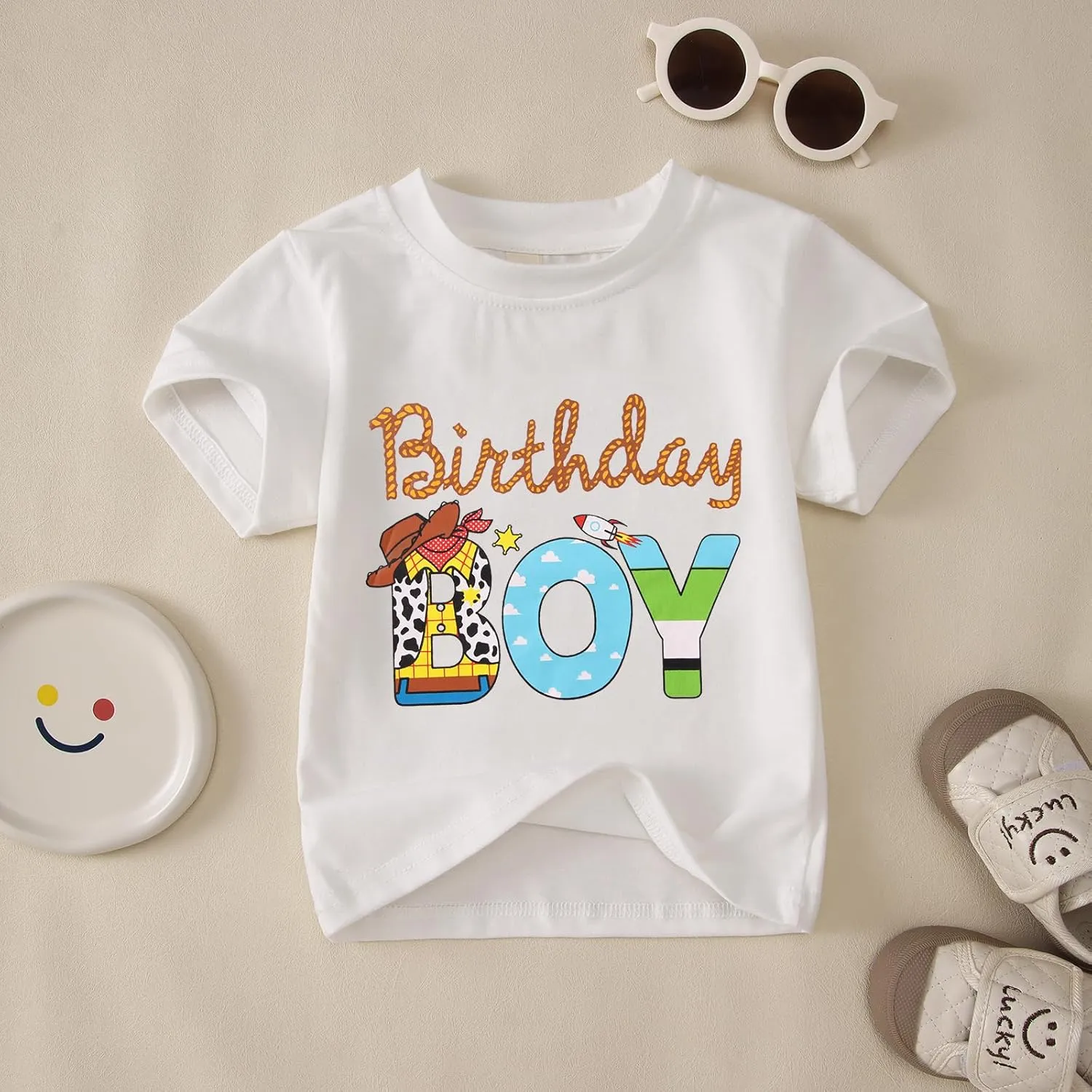 Birthday Boy Shirt Toddler Boys Cartoon Graphic Birthday T-Shirts Kids 1st 2nd 3rd 4th 5th 6th Bday Party Gift Tees
