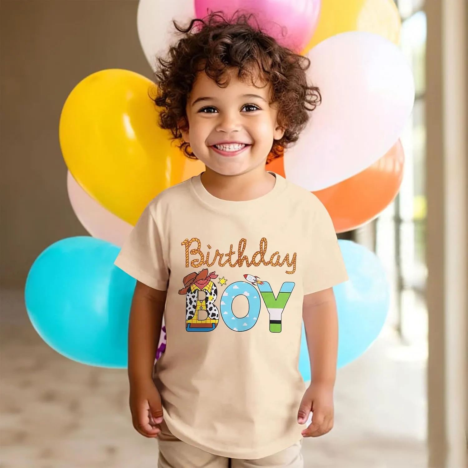 Birthday Boy Shirt Toddler Boys Cartoon Graphic Birthday T-Shirts Kids 1st 2nd 3rd 4th 5th 6th Bday Party Gift Tees