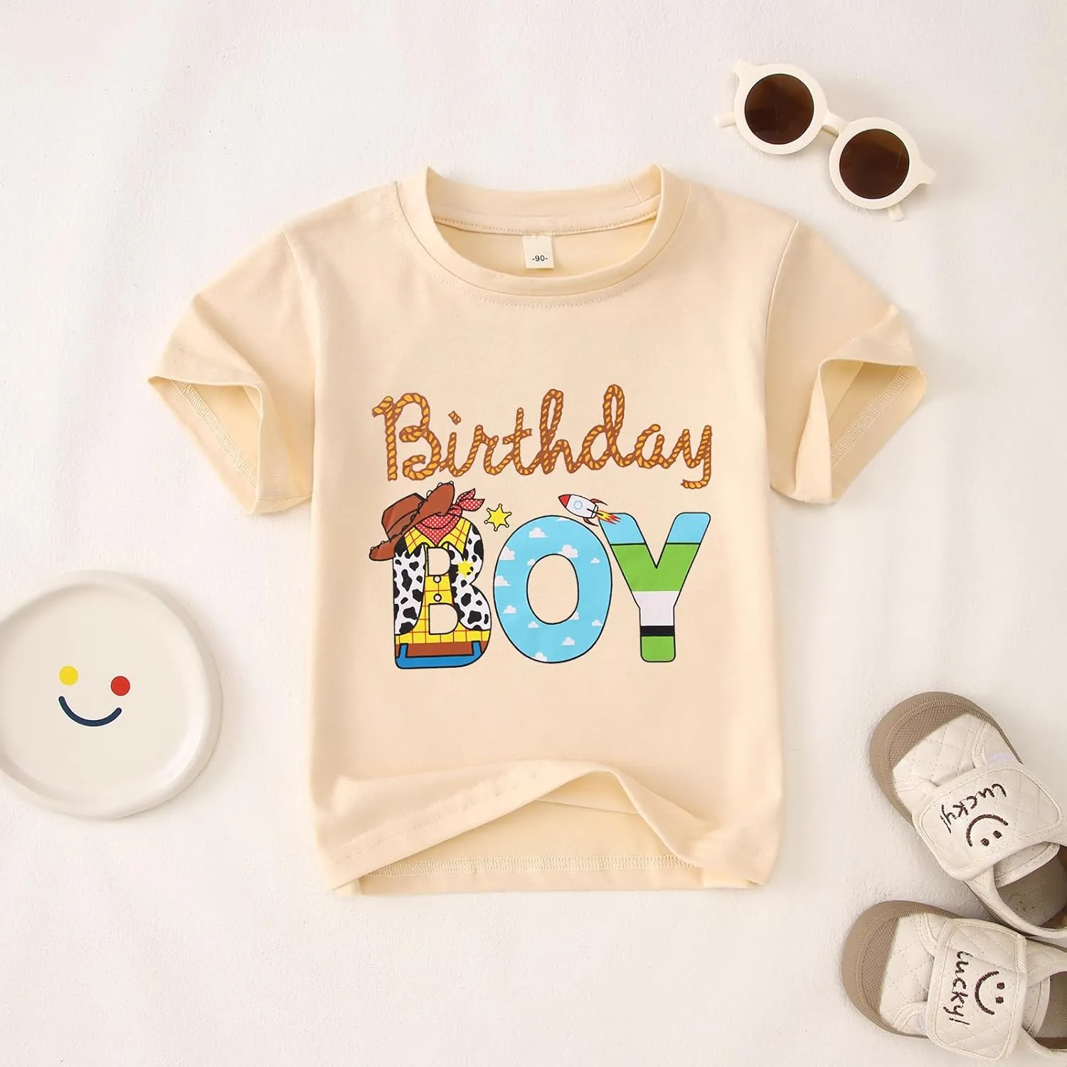 Birthday Boy Shirt Toddler Boys Cartoon Graphic Birthday T-Shirts Kids 1st 2nd 3rd 4th 5th 6th Bday Party Gift Tees