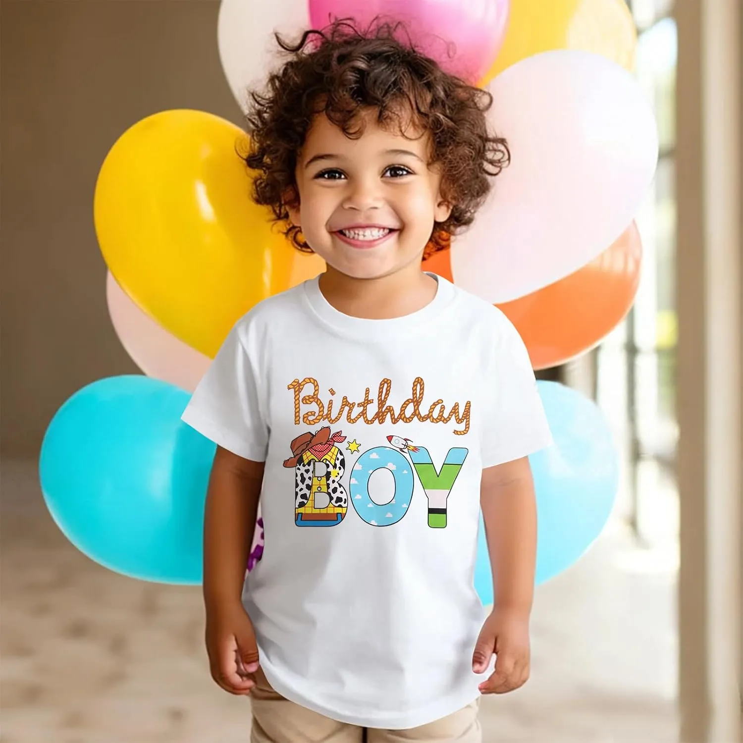 Birthday Boy Shirt Toddler Boys Cartoon Graphic Birthday T-Shirts Kids 1st 2nd 3rd 4th 5th 6th Bday Party Gift Tees