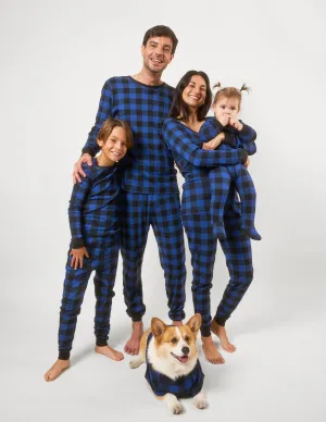 Black & Navy Plaid Matching Family Pajama Set