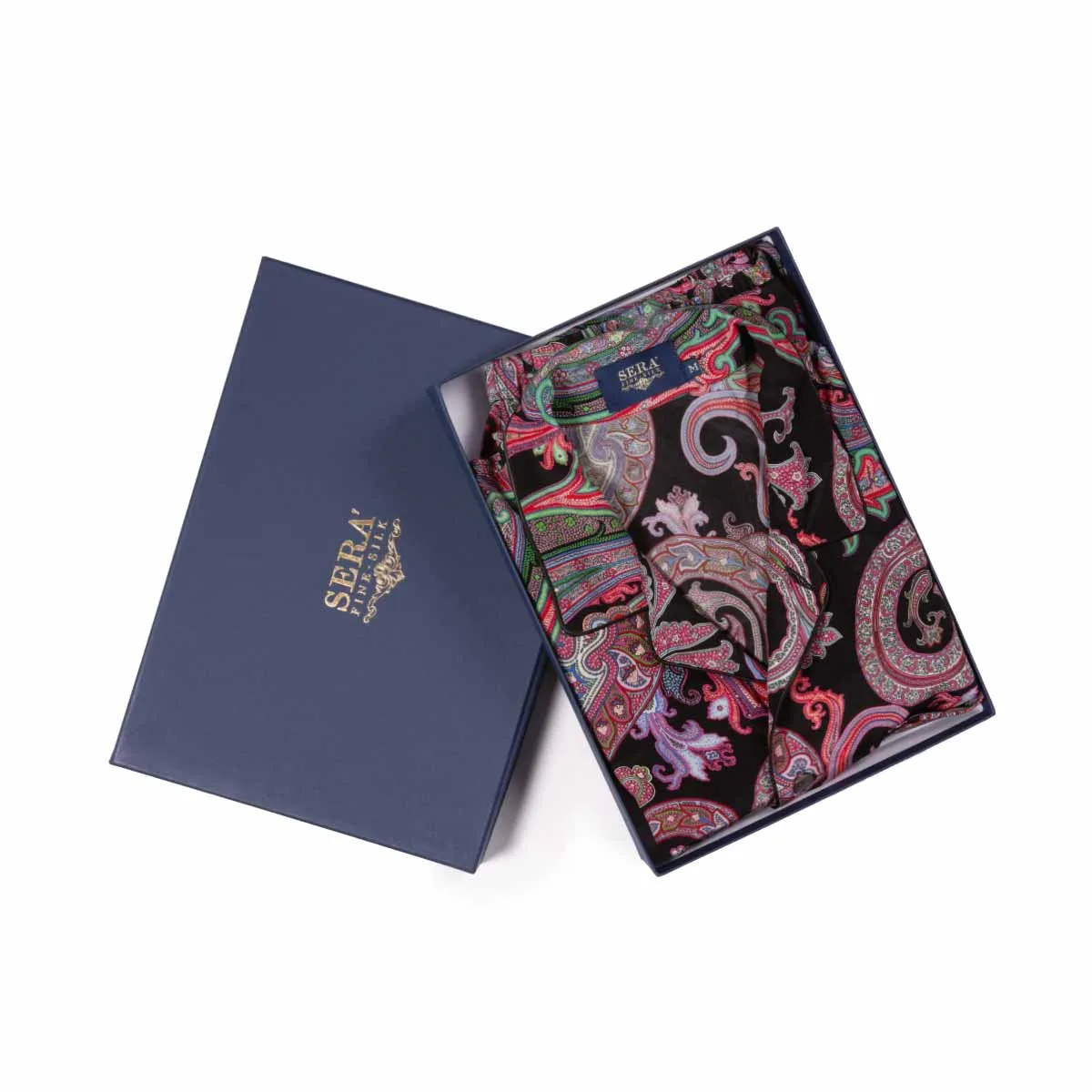 Black & Red Paisley Silk Pajama