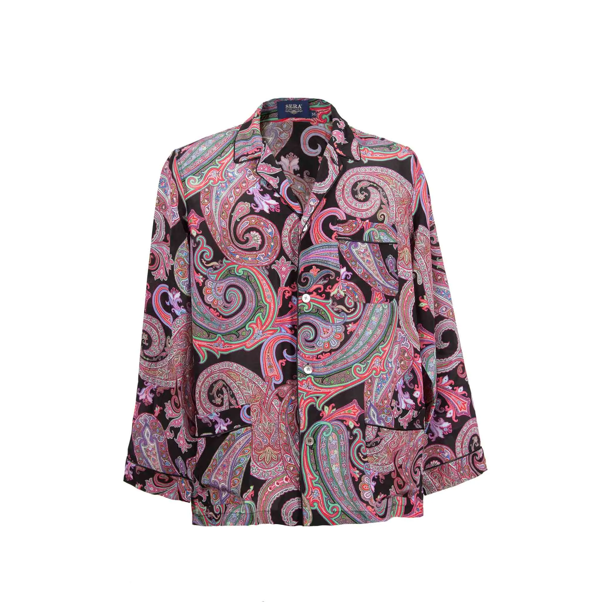 Black & Red Paisley Silk Pajama