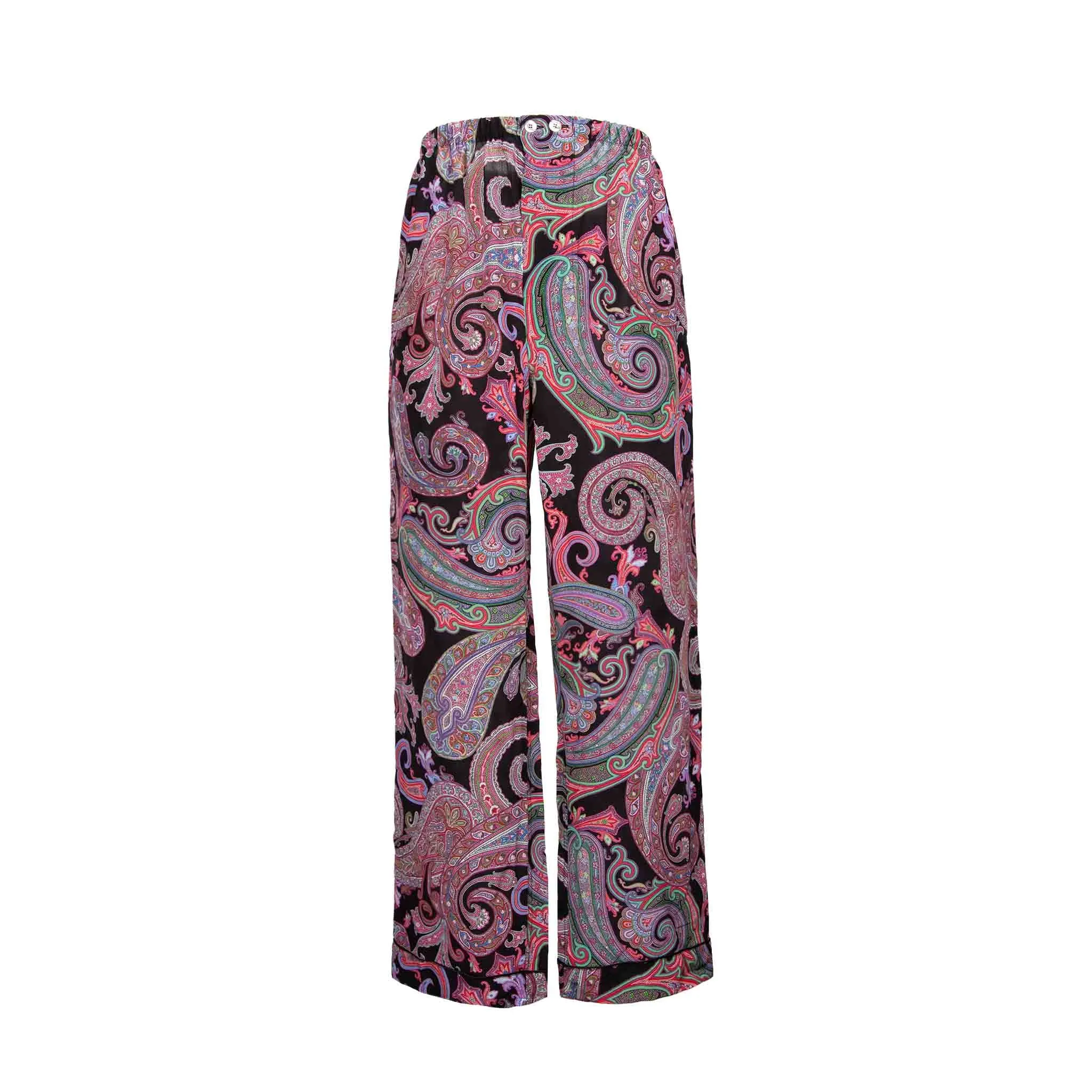 Black & Red Paisley Silk Pajama