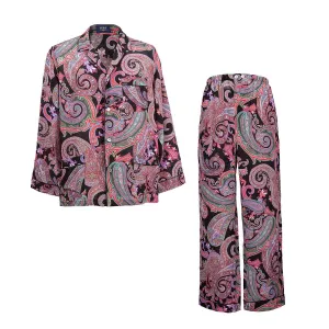 Black & Red Paisley Silk Pajama
