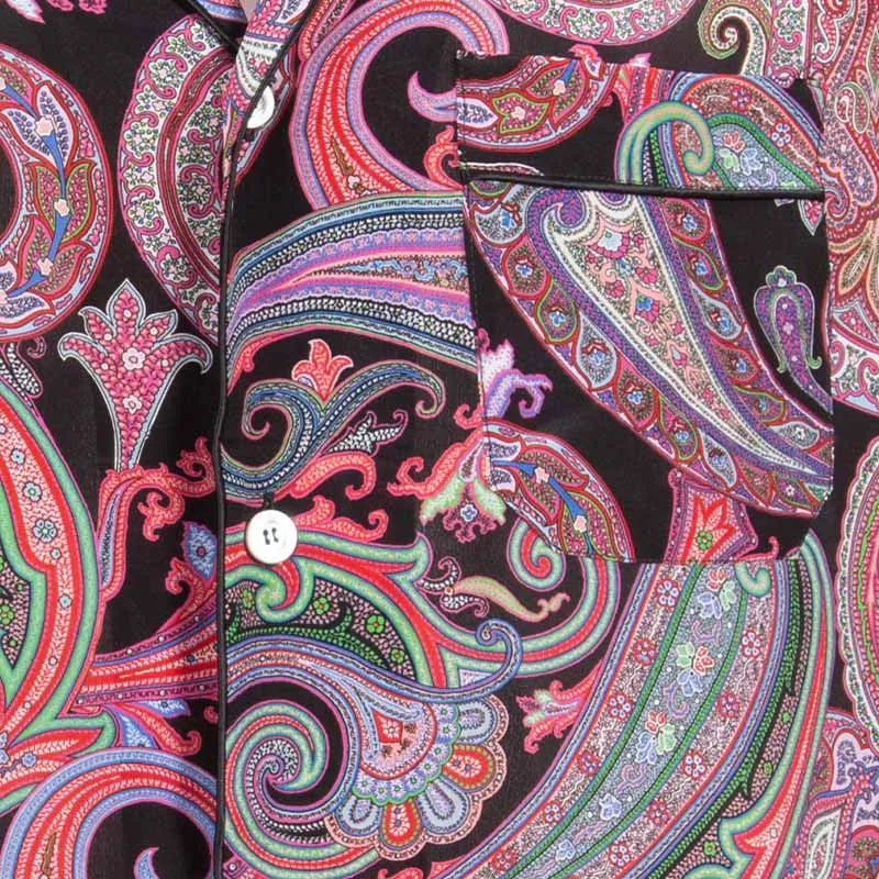 Black & Red Paisley Silk Pajama