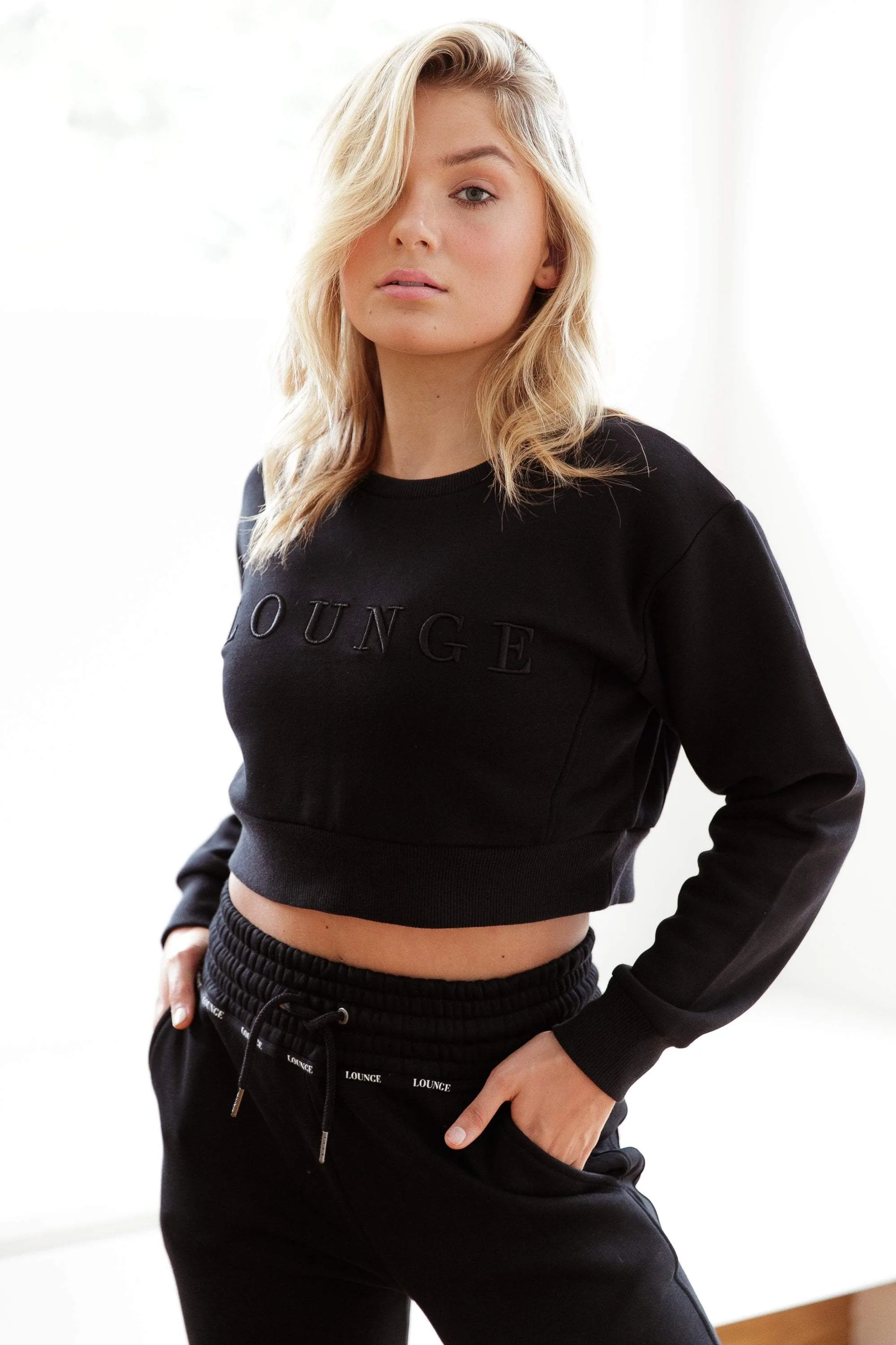 Black Cropped Oversized Sweatshirt
