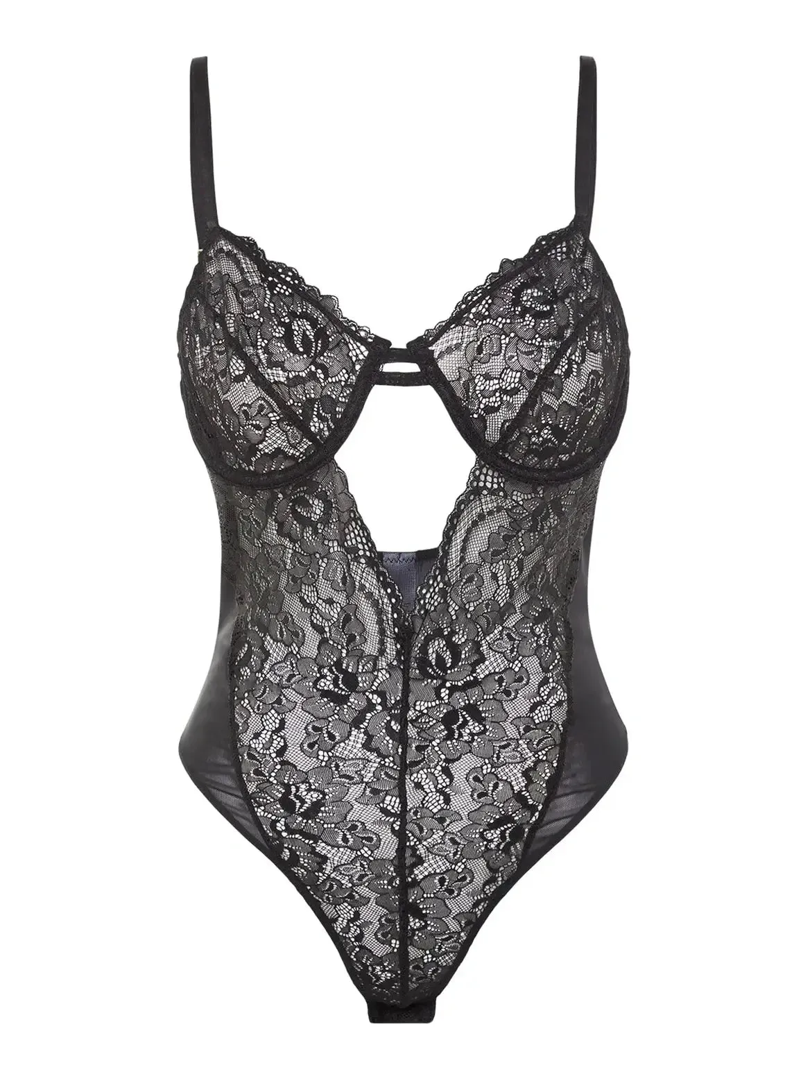 Black Cut-out Detail Lace Body