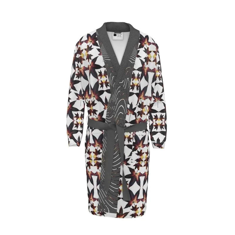 Black Leaf Jumble Quilt Bathrobe