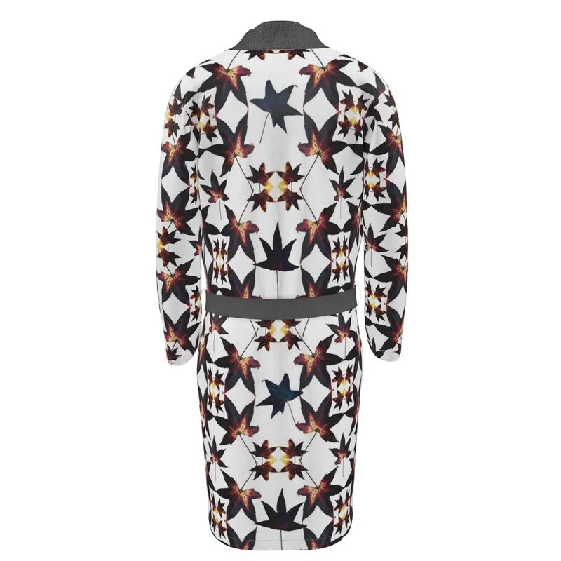 Black Leaf Jumble Quilt Bathrobe