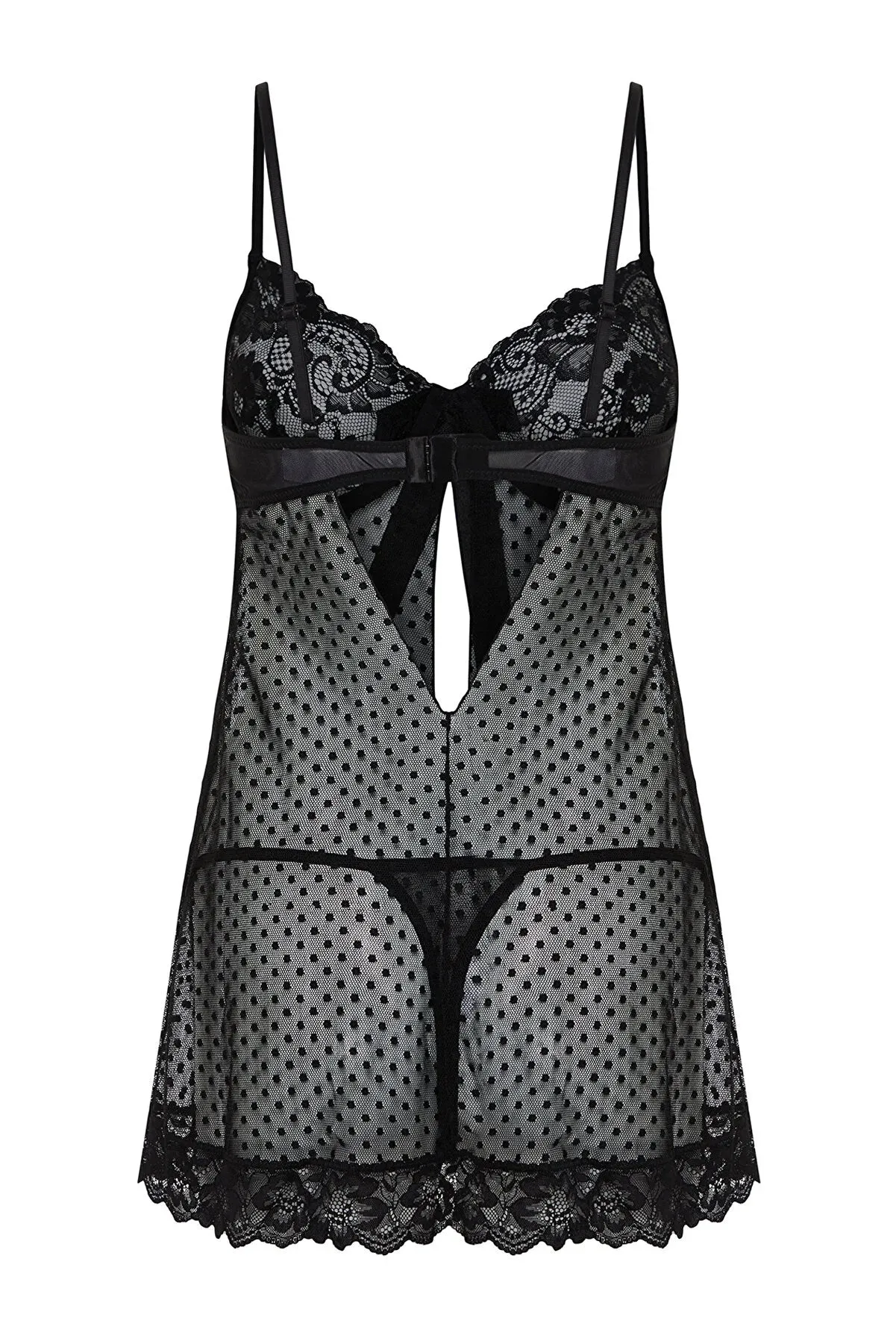 Black Polka Dot Coverless Knitted Babydoll