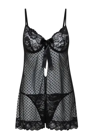 Black Polka Dot Coverless Knitted Babydoll