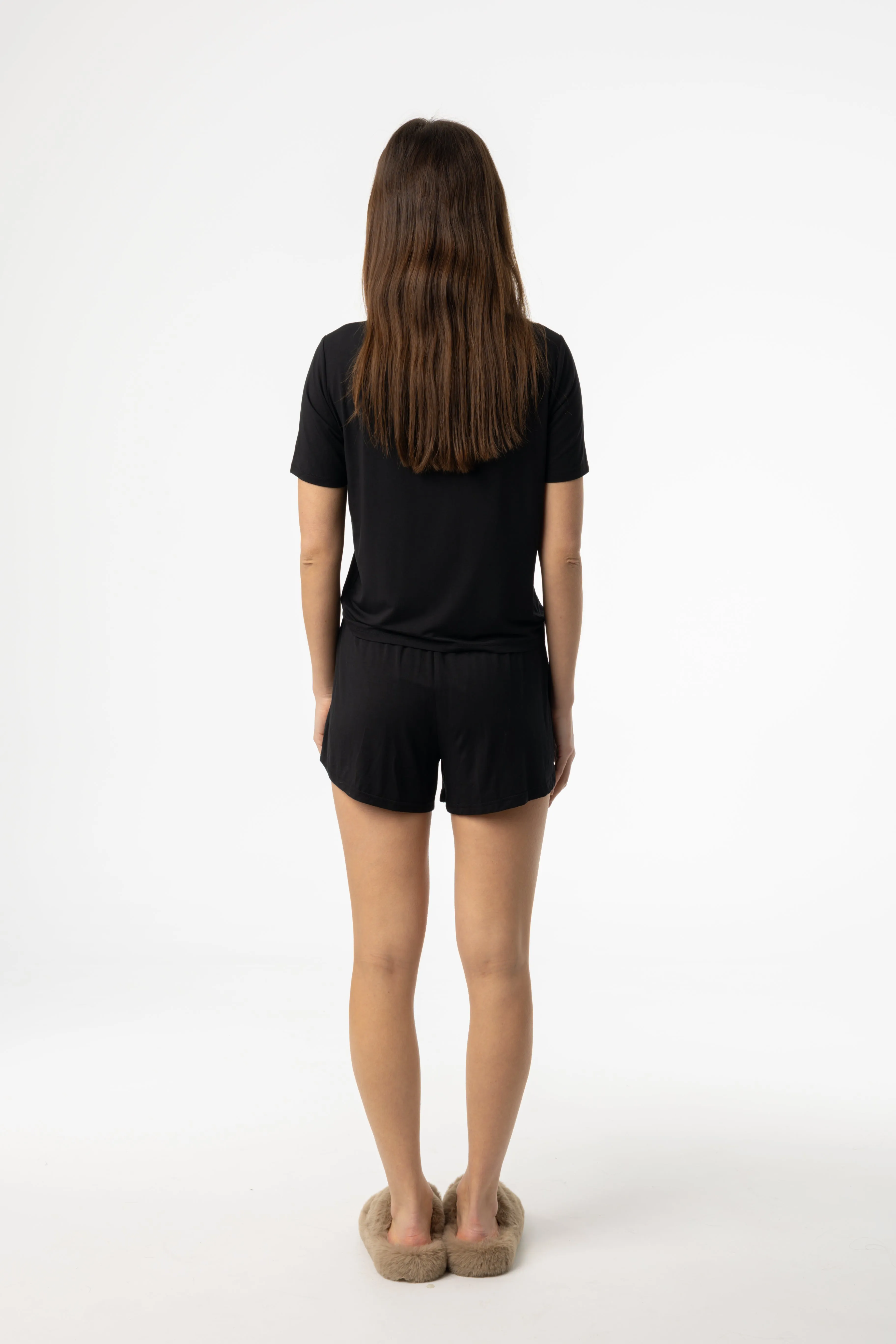 Black Short Sleeve Top and Shorts