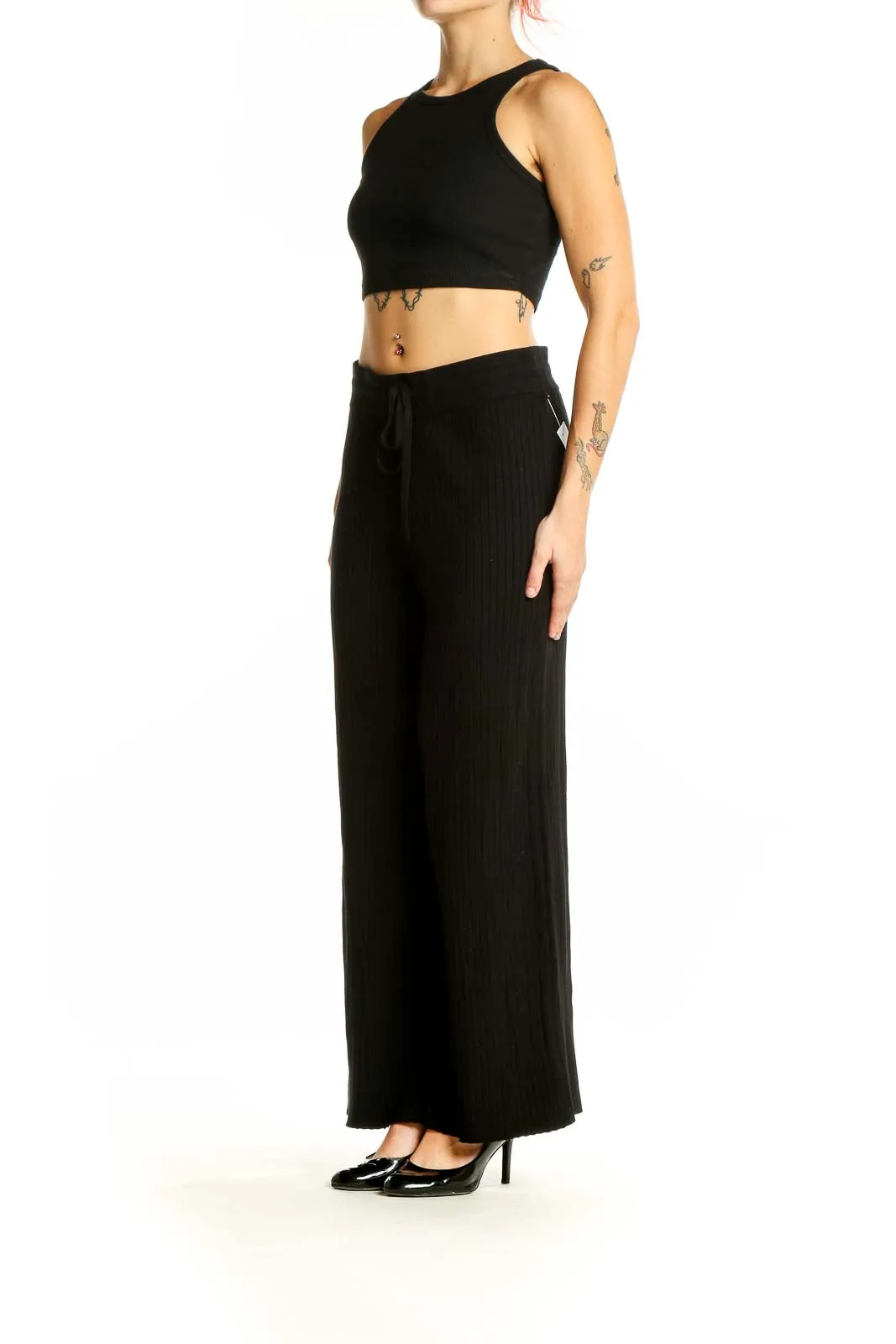 Black Wide-Leg Lounge Pants