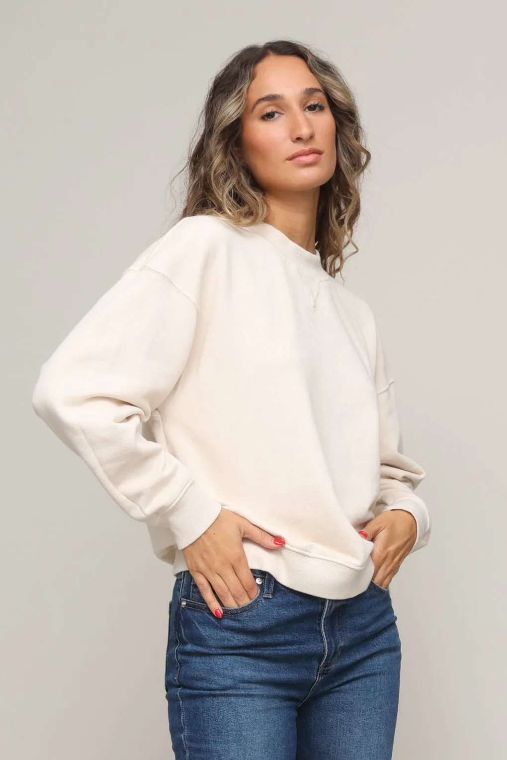 Blake French Terry Sweatshirt Reinforced Hem Stitching FlexibleRibbing