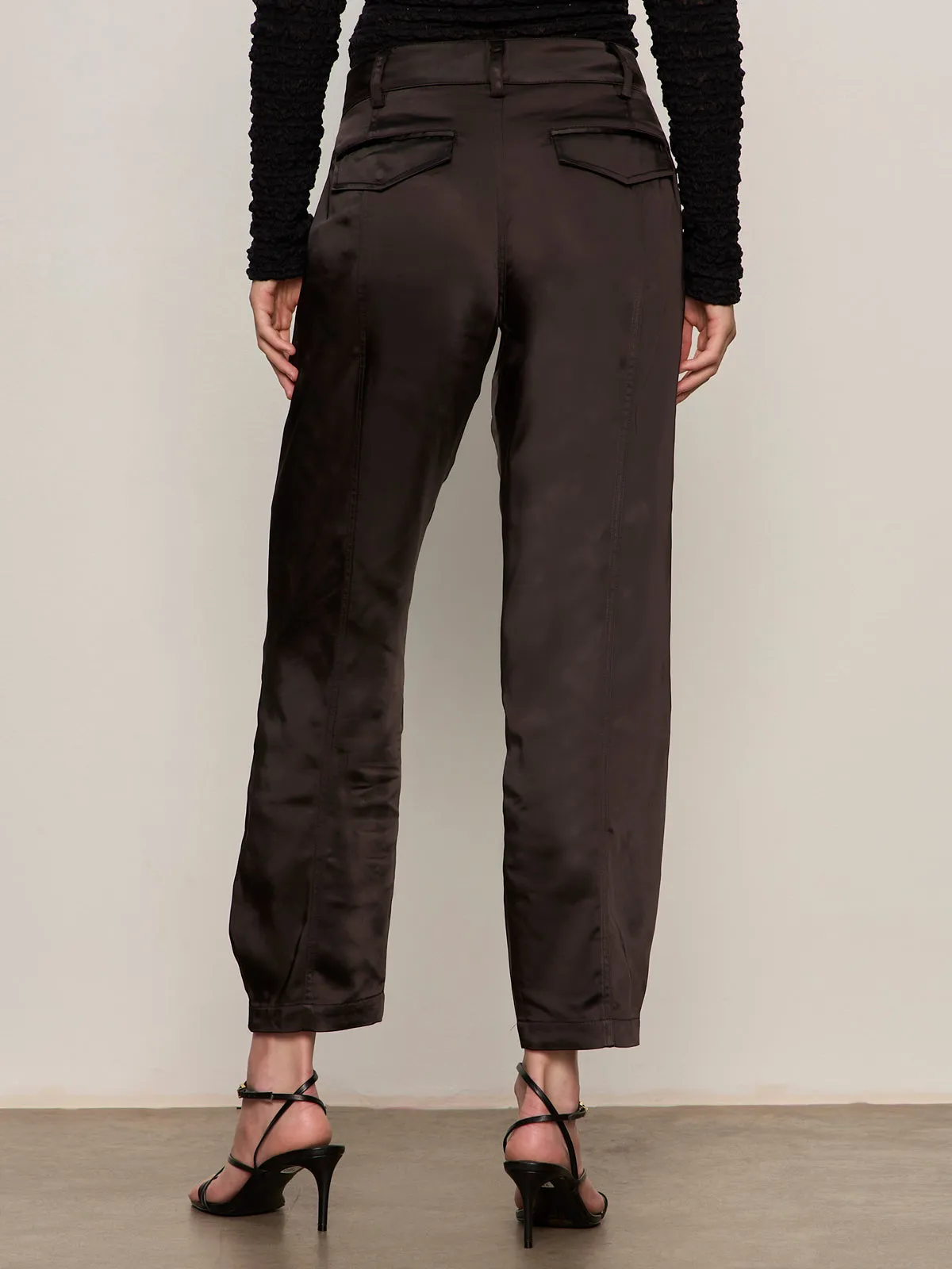 Casual Fit Sahara Satin Tapered Pant Black