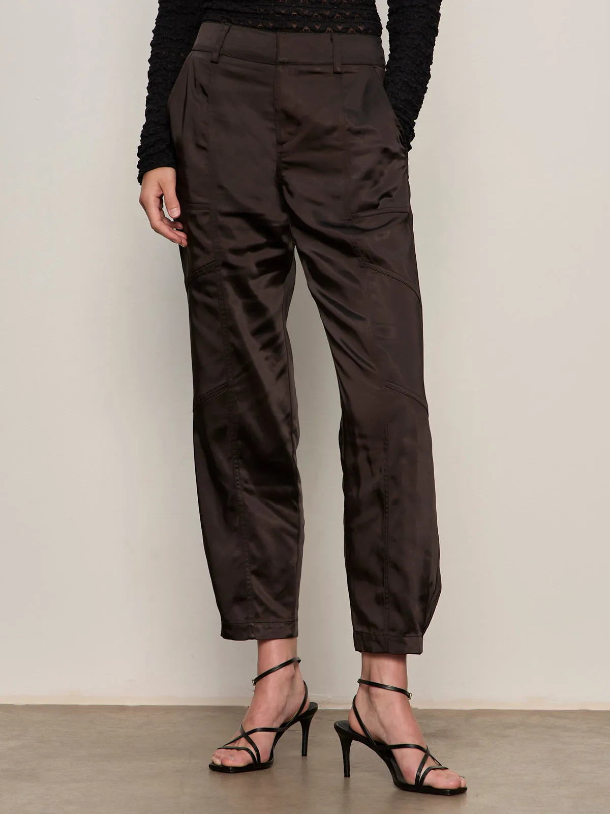 WrinkleFreeFinish Sahara Satin Tapered Pant Black