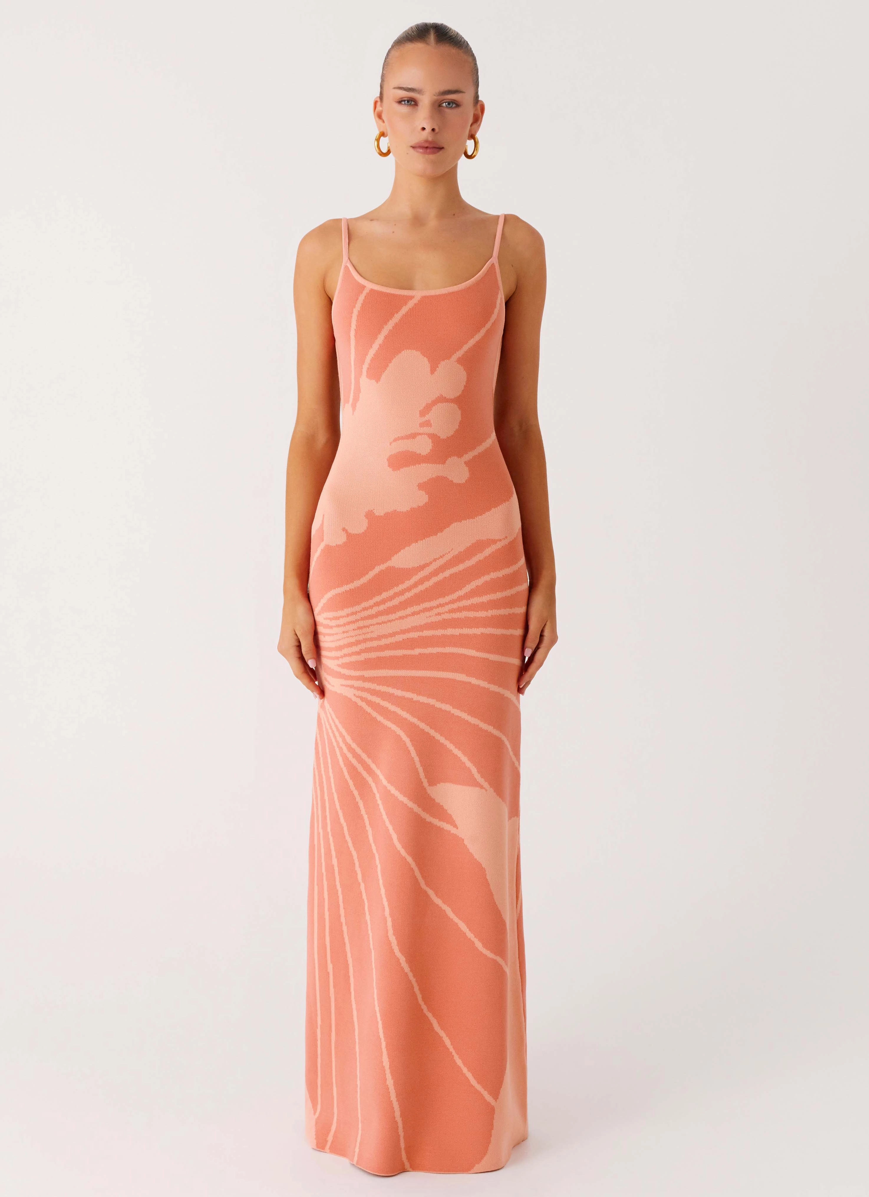 boho vibe Bliss View Knit Maxi Dress - Peach