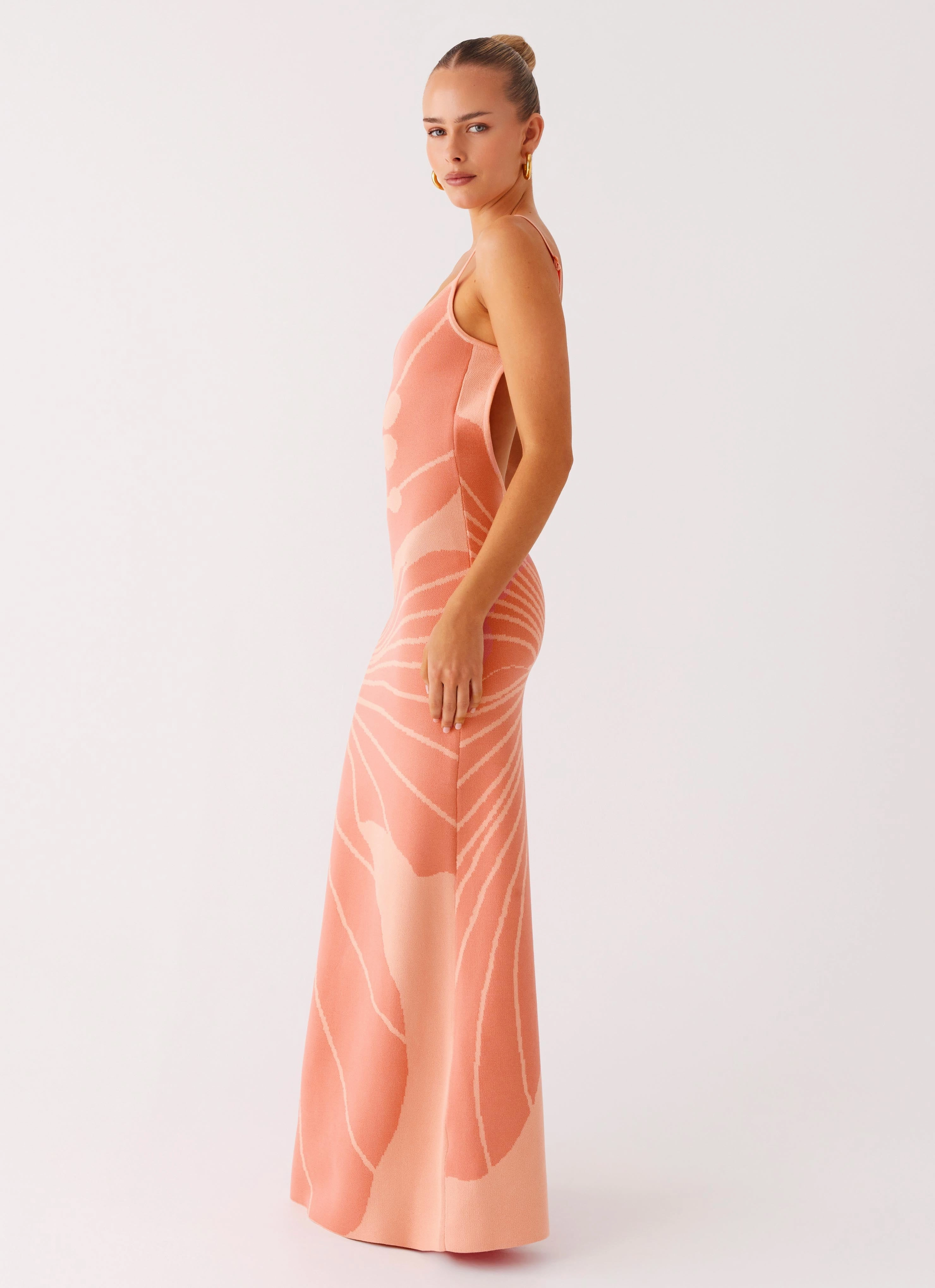 Bliss View Knit Maxi Dress - Peach Perfect For Any Occasion Wide Swing