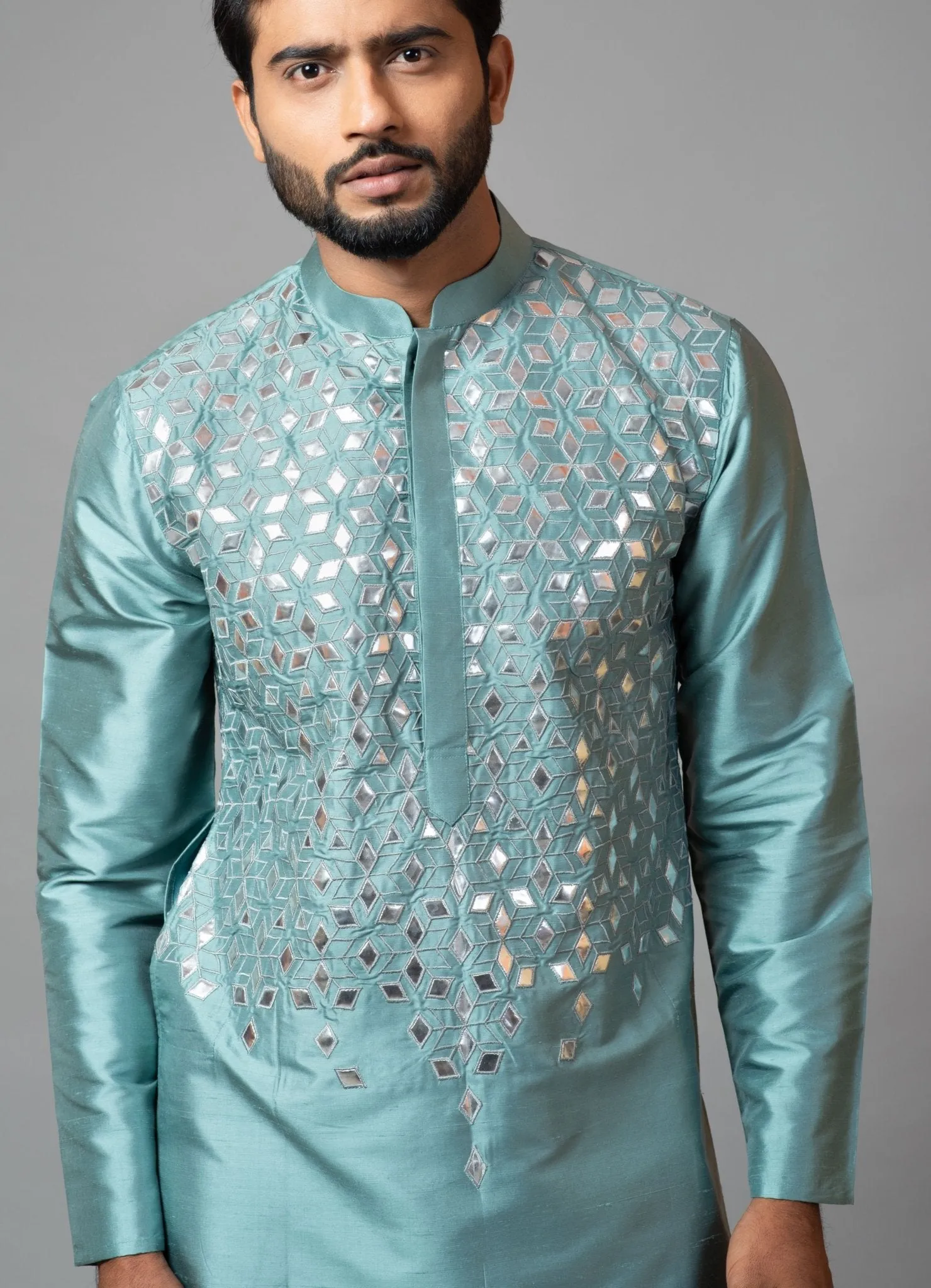Blue Gota Patti Embroidered Kurta And Pant Pajama