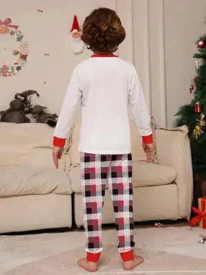 Blue Zone Planet |  Deer head letter print Christmas parent-child plaid long-sleeved home clothes two-piece set