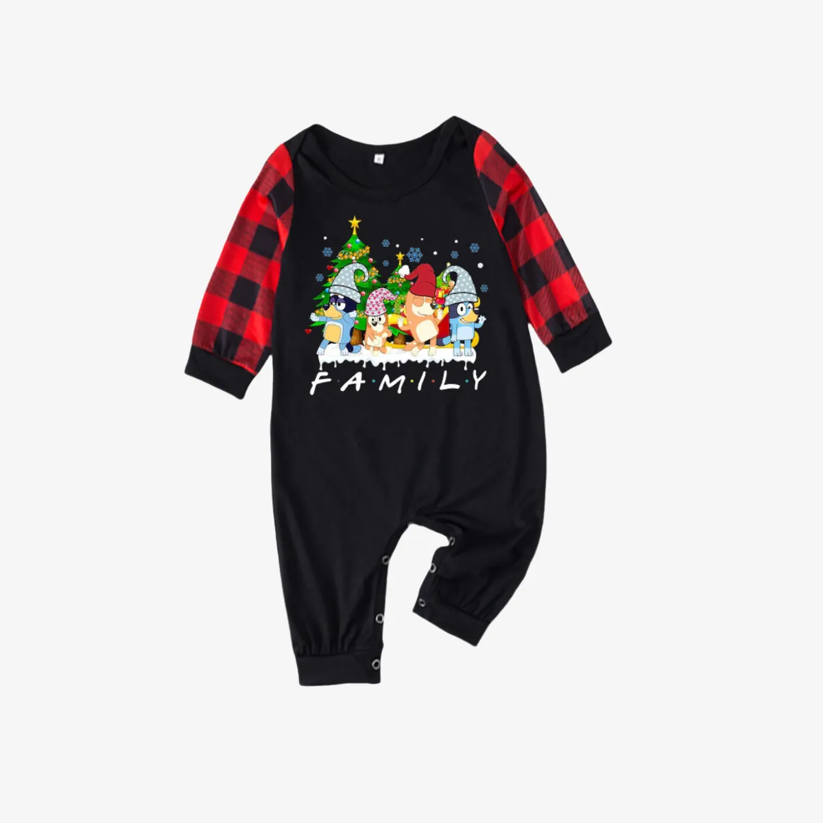 Bluey Character "Family" Design Black&Red Plaid Pants Family Matching Pajama Set