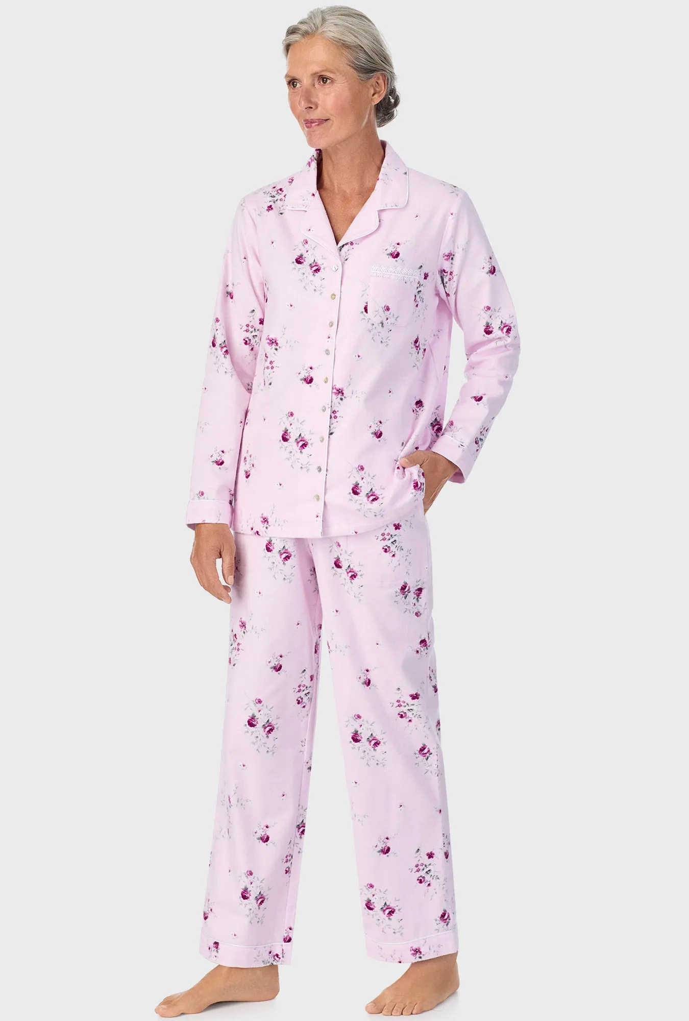Blush Pink Floral Notch Collar PJ Set