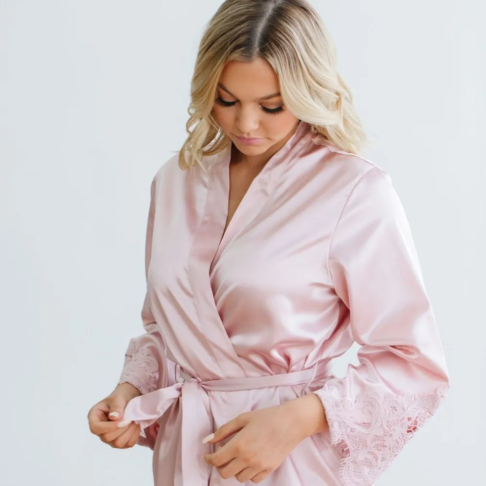 Blush Satin Lace Robe