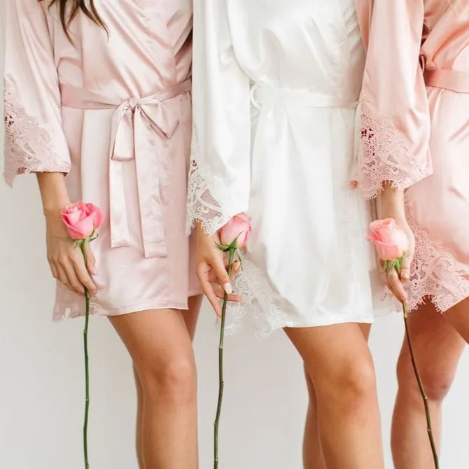 Blush Satin Lace Robe
